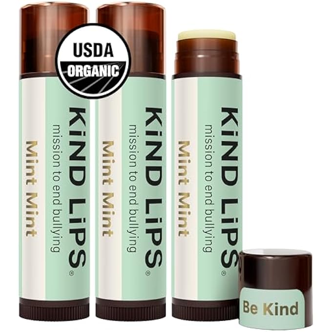 Kind Lips LIP BALM, NOURISHING SOOTHING LIP MOISTURIZER FOR DRY CRACKED CHAPPED LIPS, MADE IN USA WITH 100% NATURAL USDA ORGANIC INGREDIENTS, MINT MINT SCENT, 0.15 OUNCE (PACK OF 3) - Image 1
